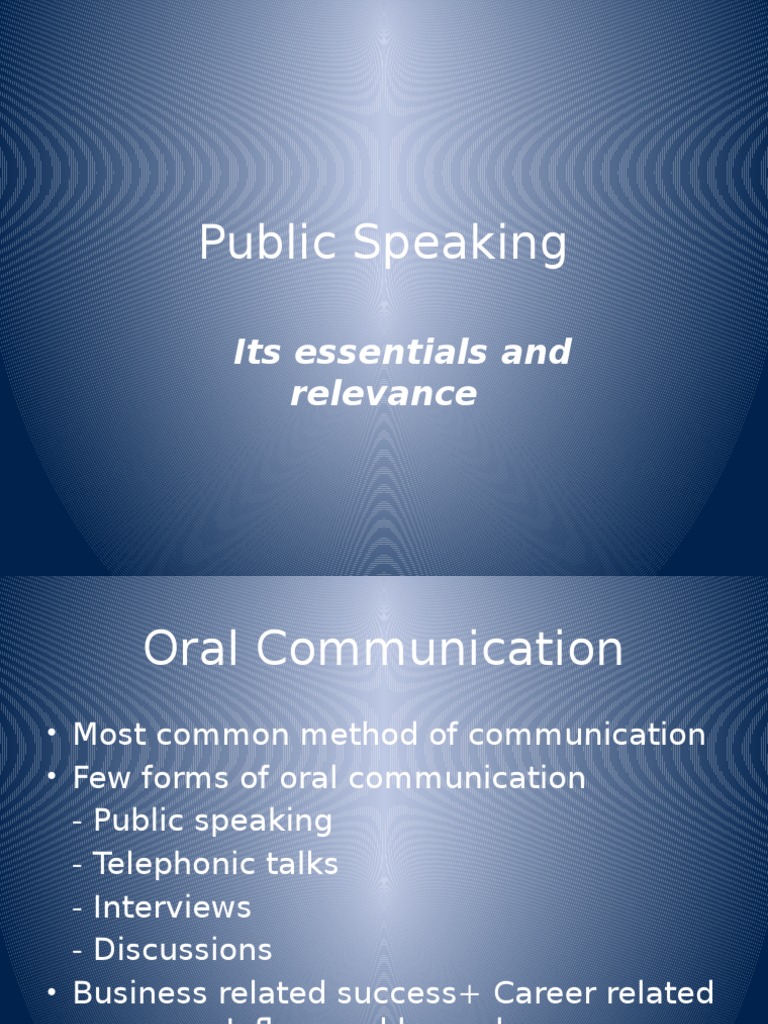 Public Speaking: Its Essentials and Relevance | PDF | Language Arts ...