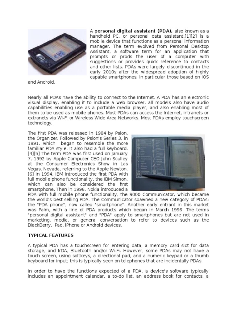 A Personal Digital Assistant PDF Personal Digital Assistant