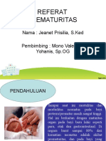 PREMATURITAS: PENYEBAB, GEJALA, PENCEGAHAN DAN PENATALAKSANAAN