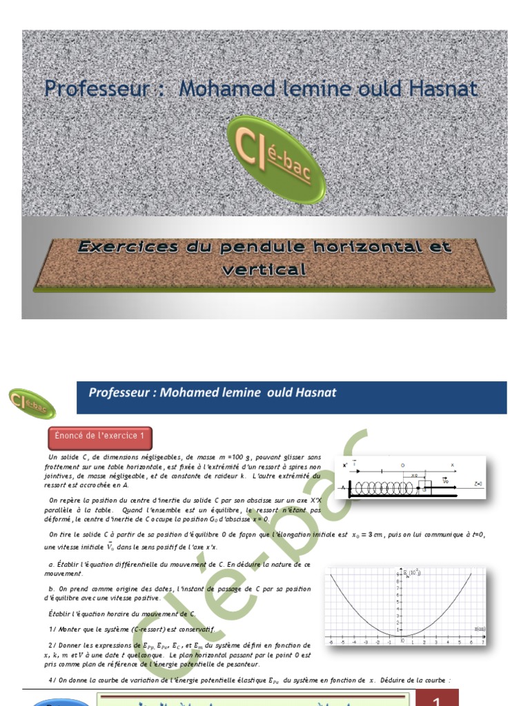 Dynamique d'un pendule horizontal | PDF | Pendule (physique) | Masse