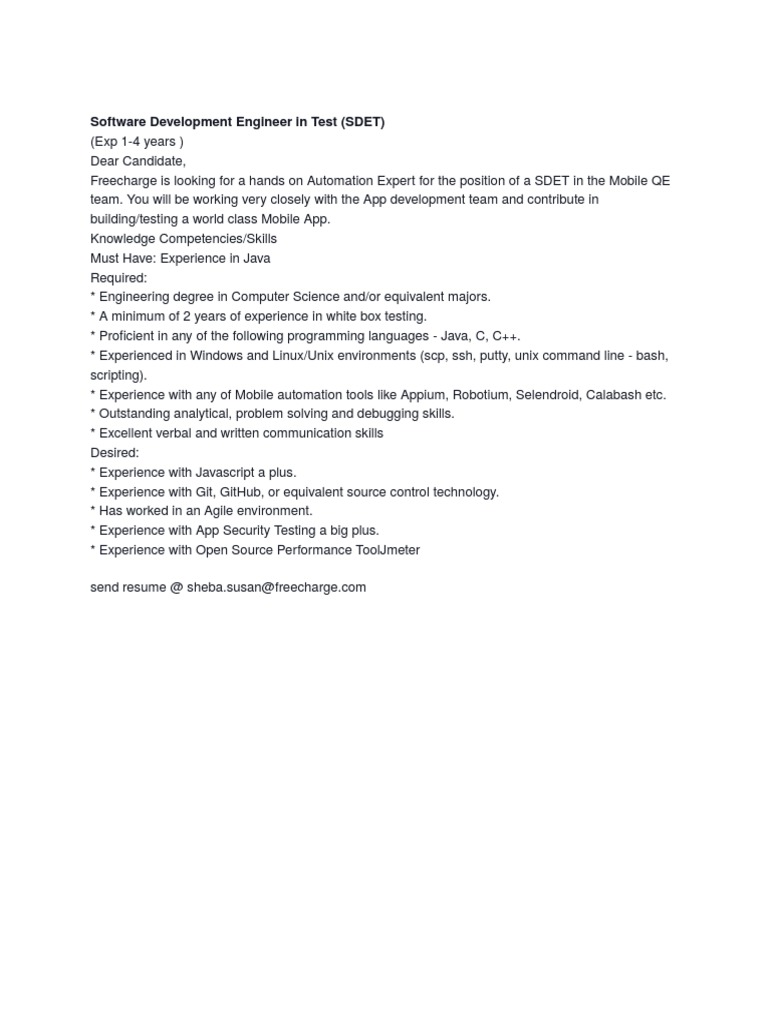Software Development Engineer in Test | PDF | Scripting Language