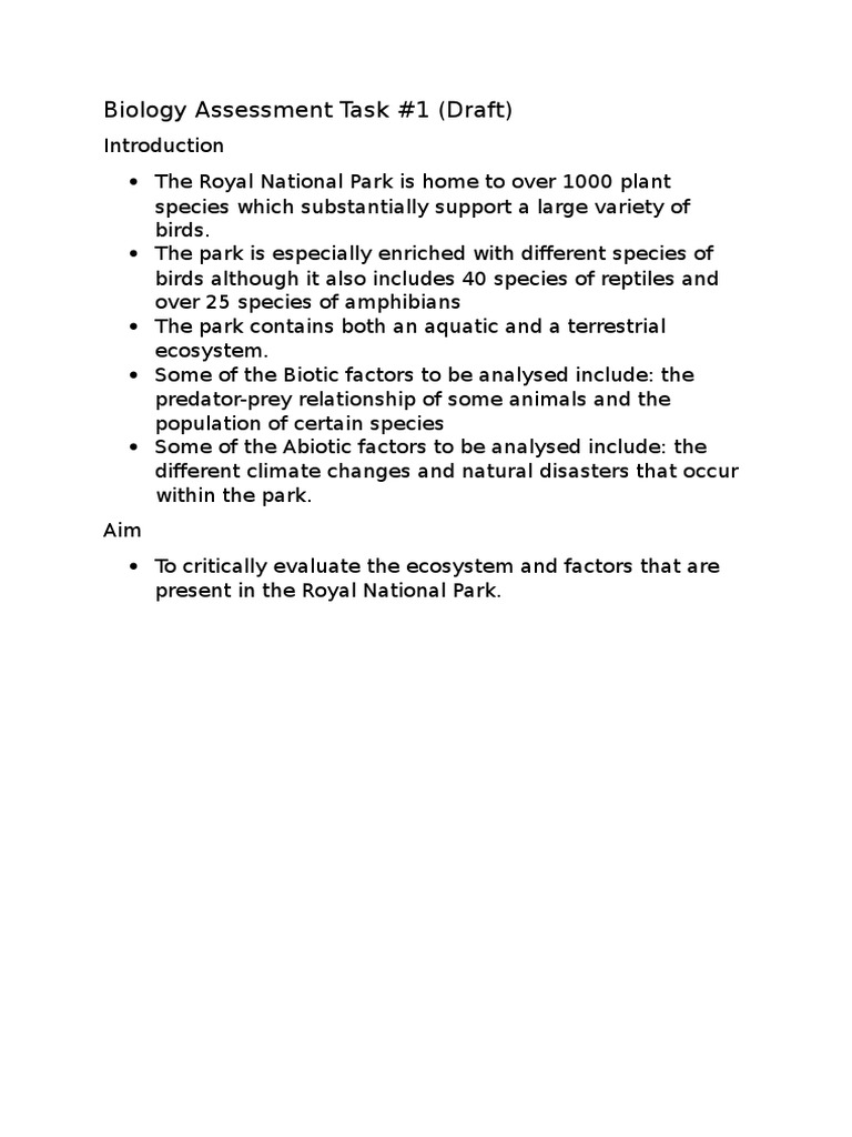 Biology Assessment Task Draft | PDF