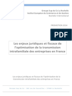 Les Enjeux Juridiques Et Fiscaux de L'optimisation de La Transmission Intrafamiliale Des Entreprises en France