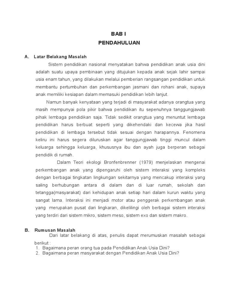 Makalah Fix Peran Orangtua Dan Masyarakat Pada Pendidikan Anak Usia Dini