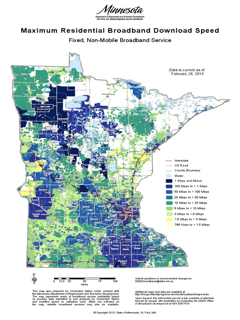 Maximum Download Speeds Across Minnesota Minnesota