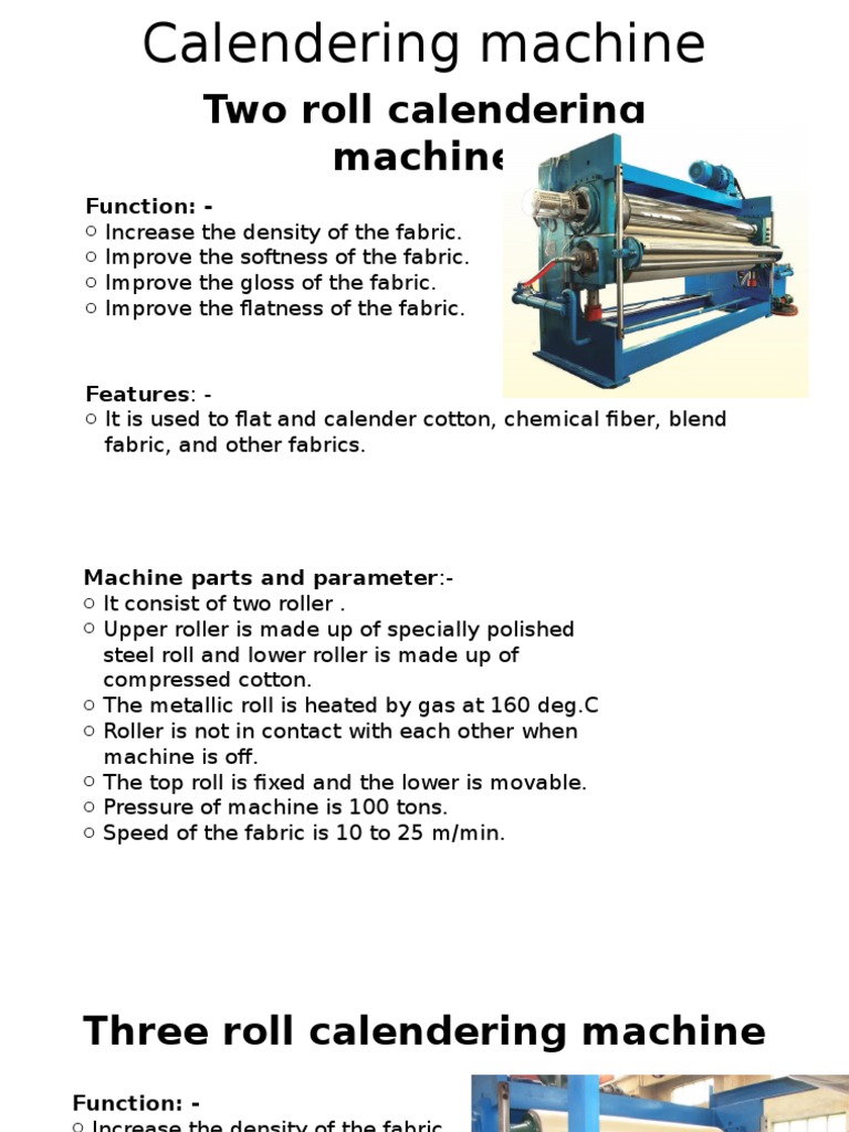 Calendering Machine PDF Textiles Manmade Materials