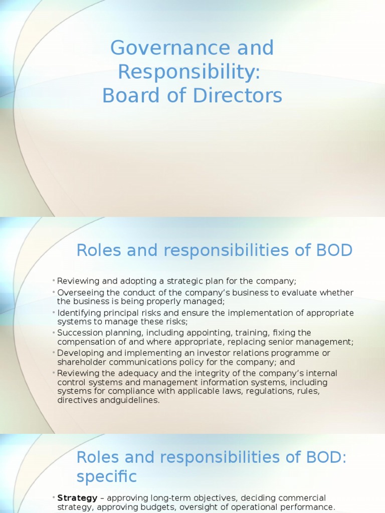 Governance and Responsibility | PDF | Chief Executive Officer | Board ...