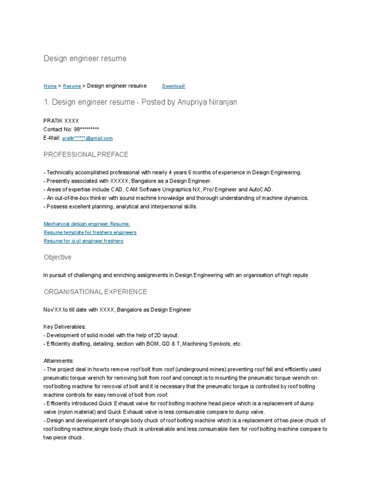 Design Engineer Resume Samples | PDF | Secure Digital | Technical Drawing