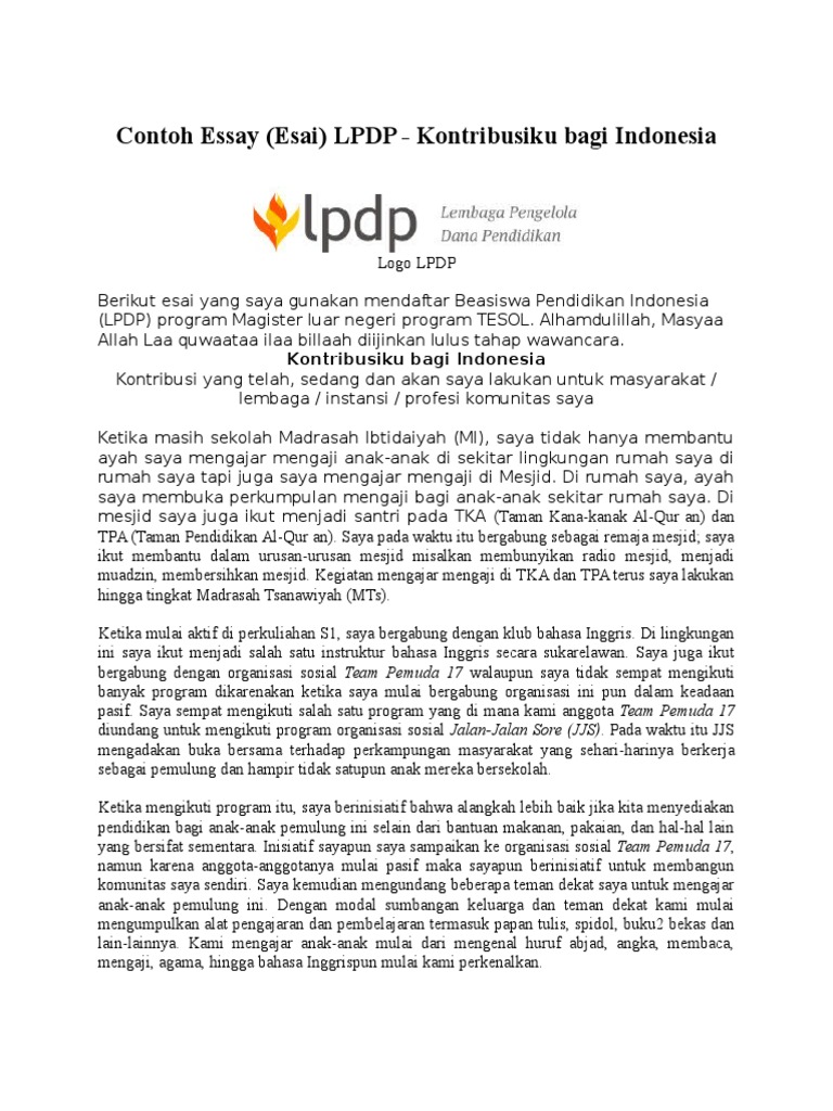 Contoh essay lpdp kontribusi untuk indonesia 08 picture