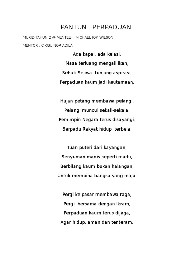 Contoh Karya Pantun-tahun 2