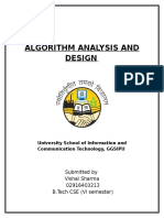 Algorithm Analysis and Design: Submitted by Vishal Sharma 02916403213 B.Tech CSE (VI Semester)