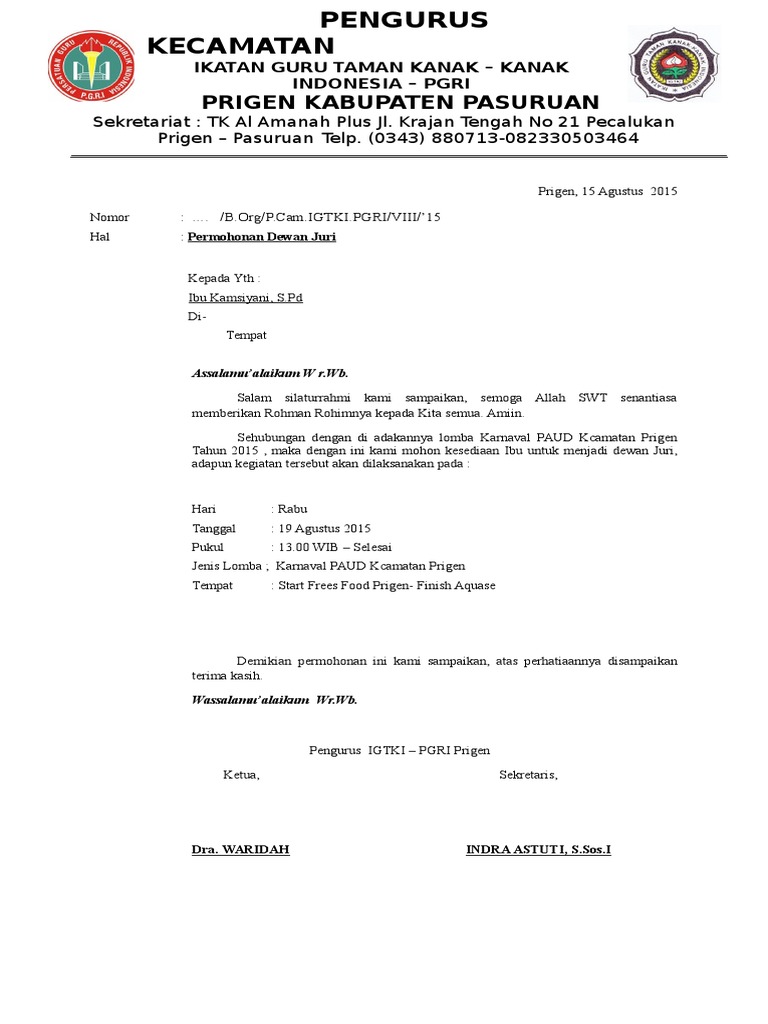 Surat Permohonan Juri
