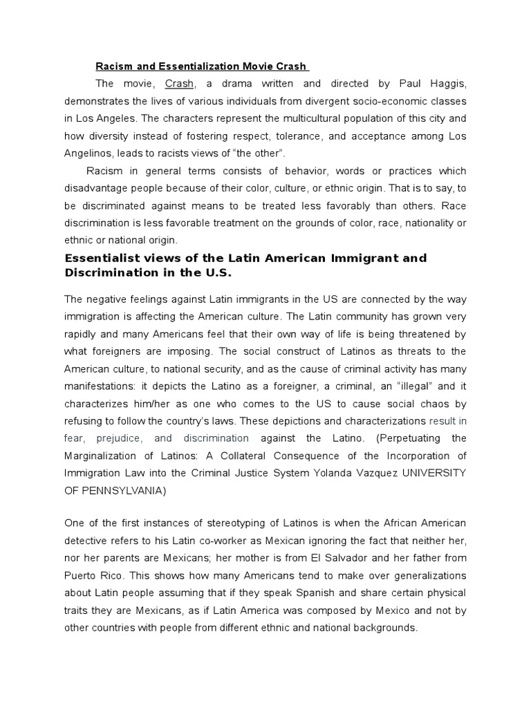 Racism and Stereotyping Movie Crash PDF Islamophobia