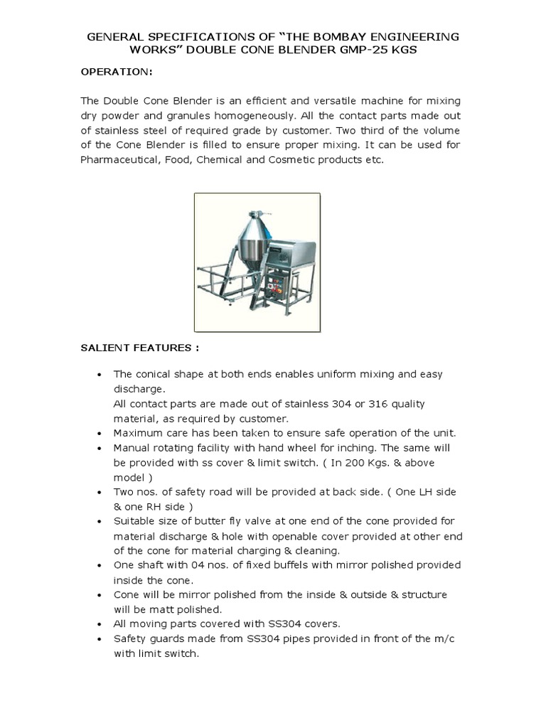 Double Cone Blender Blender Gear