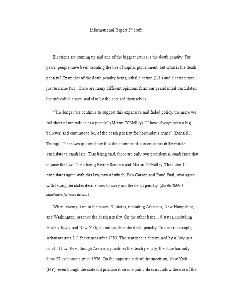 Informational Report 2st Draft | PDF
