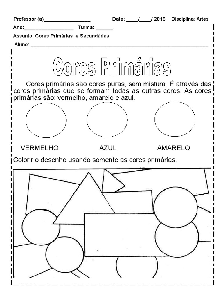 Atividades Cores Primarias E Secundarias 6o Ano