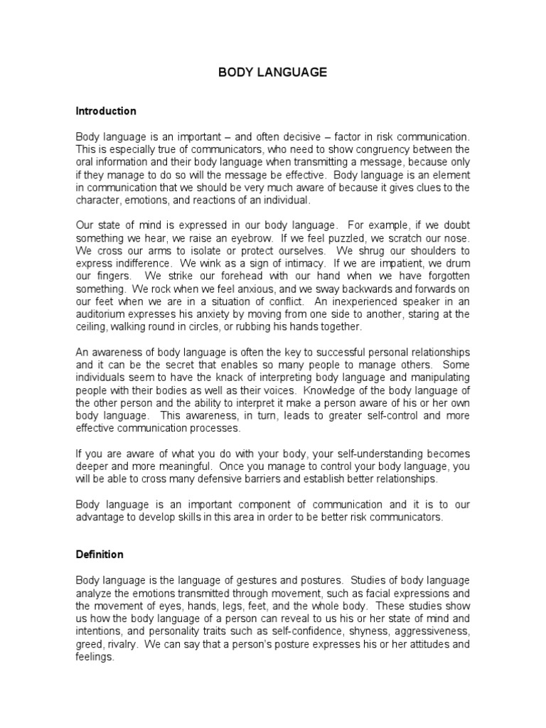 Body Language Basics PDF | PDF