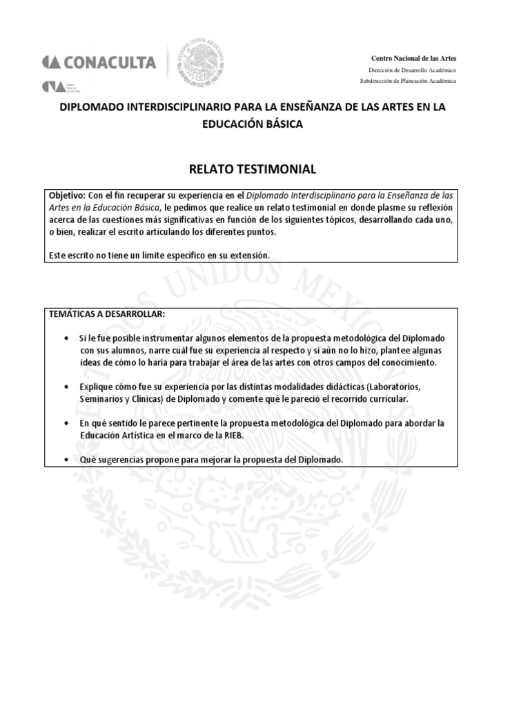 Testimonios del Diplomado en Artes | PDF | Crecimiento personal y ...