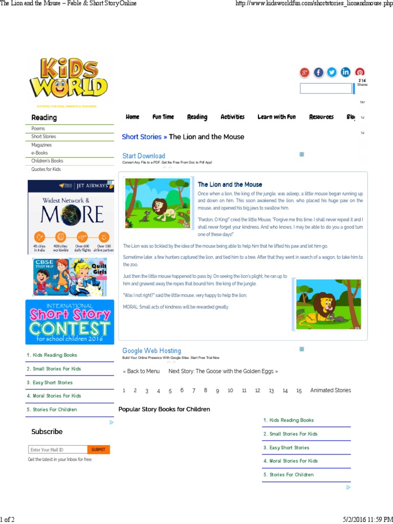 Www Kidsworldfun Com Shortstories Php