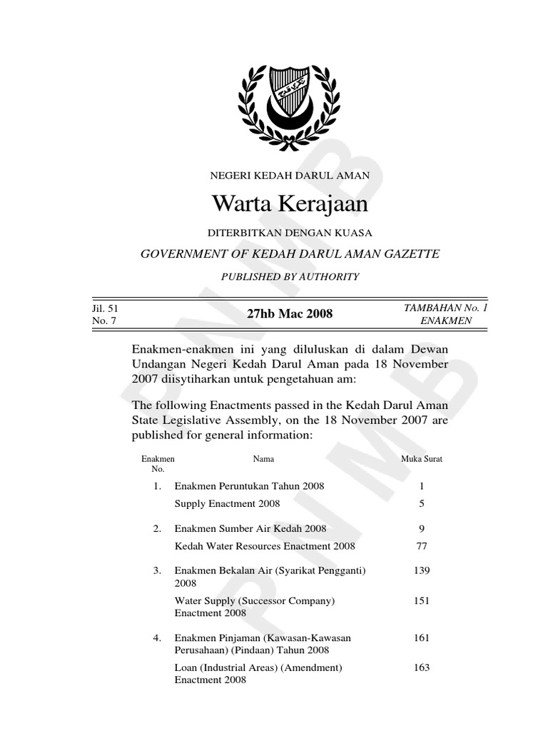Warta Kerajaan Negeri Kedah Jilid 51 No 7 Add 1 Pdf