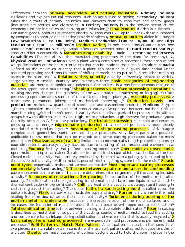 Primary, Secondary, Tertiary Industries Explained | PDF | Casting ...