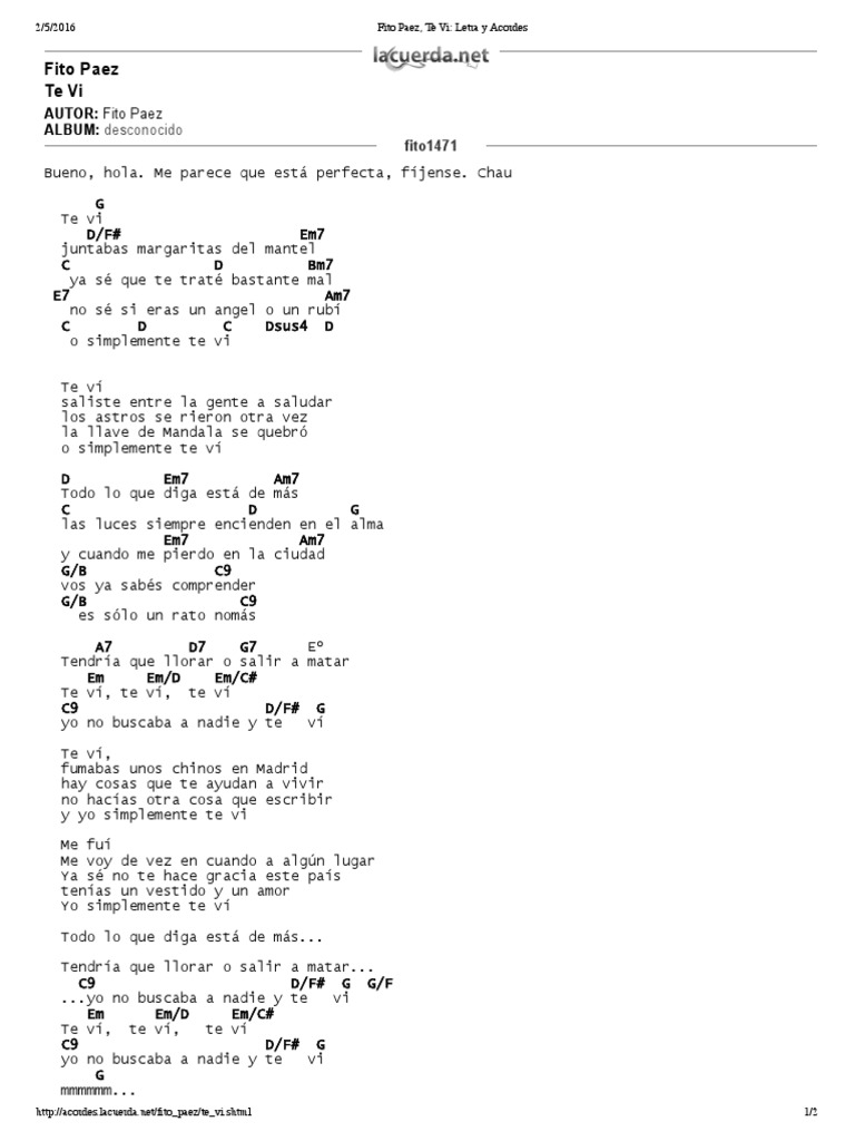 Fito Paez Te Vi
