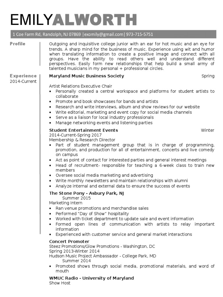 Music Business Student Profile | PDF | Social Science
