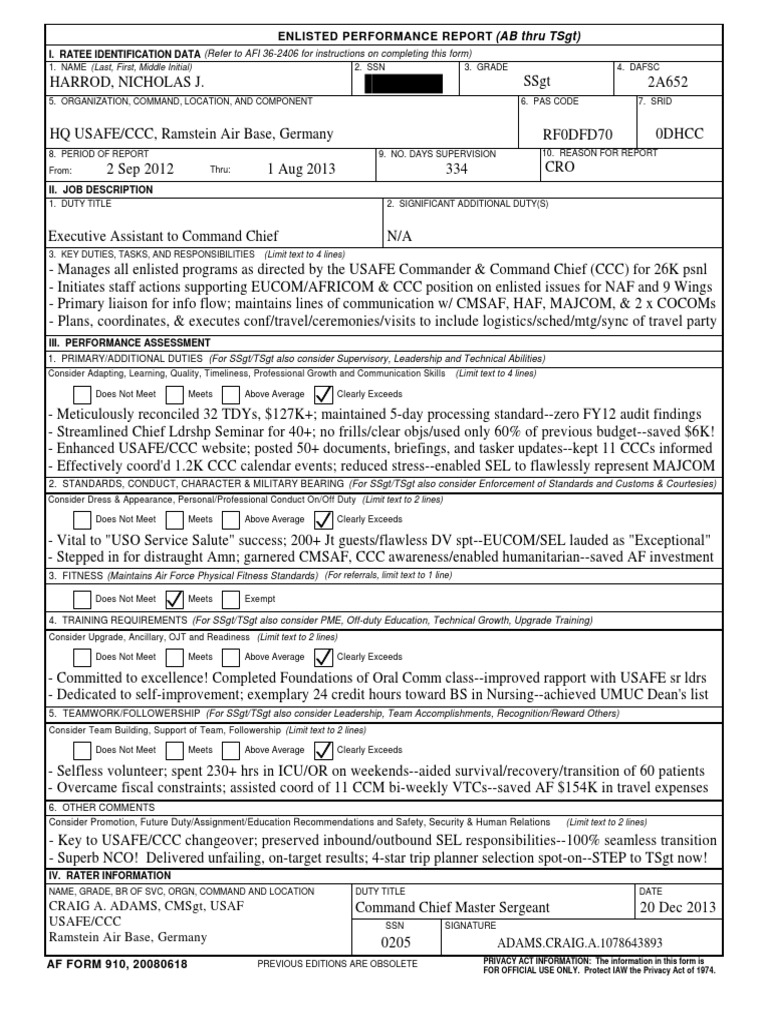 Captain Nicholas Harrod's EPR Overview | PDF | United States Air Force ...