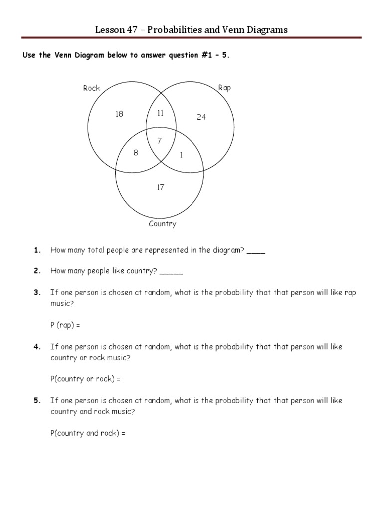Venn Diagrams and Probability W S 2 | PDF | Randomness | Child Neglect