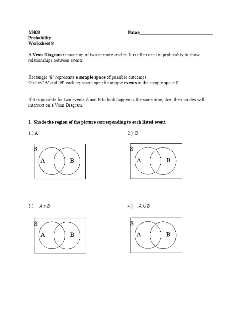 probability worksheet 1 1 | Probability | Probability Theory