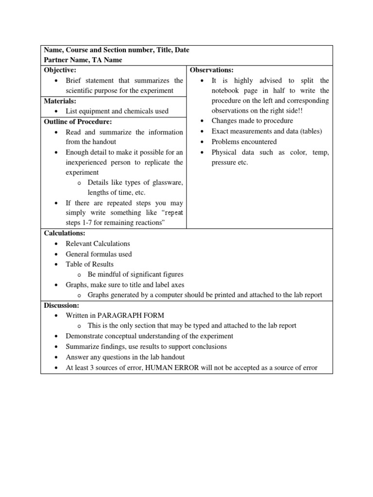Lab Notebook Guidelines PDF Observation Experiment