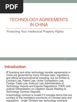 Technology Agreements in China
