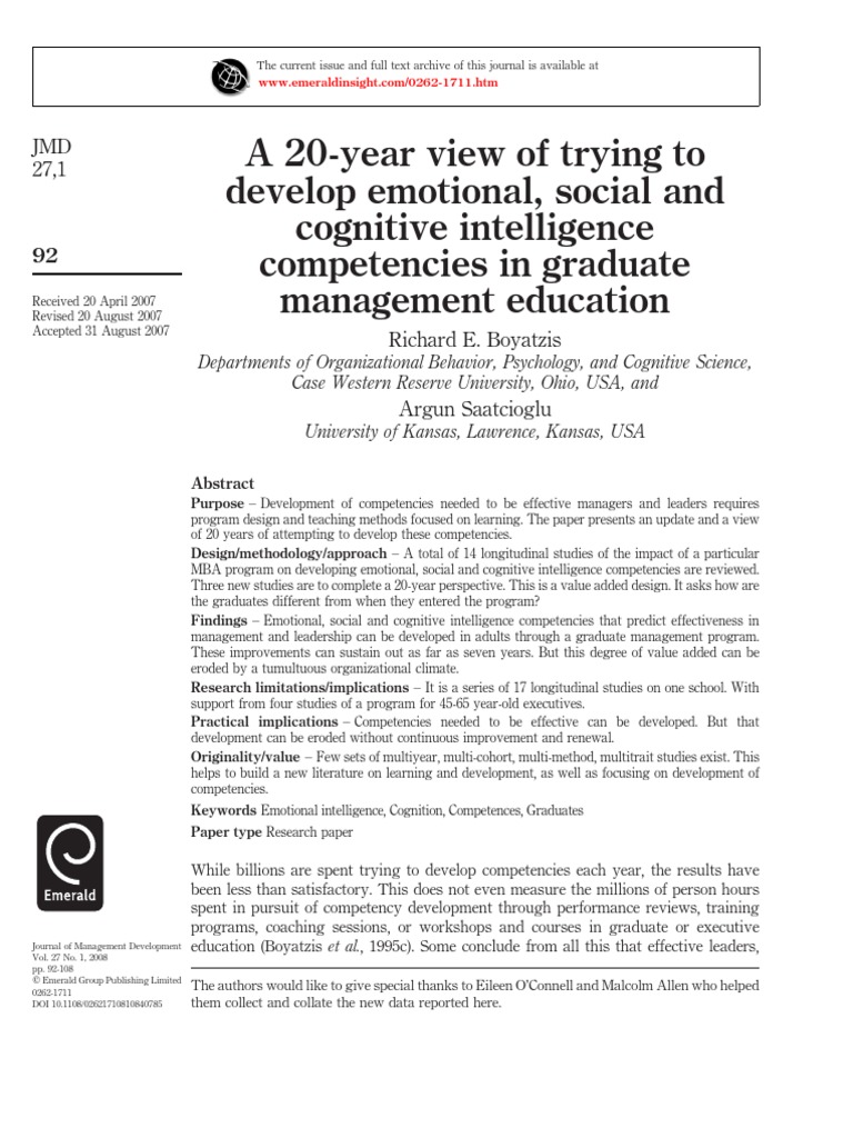 20-Year Study on Management Competencies | PDF | Competence (Human ...