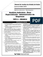 Fgv 2014 Tj Go Analista Judiciario Administrador de Empresas Prova