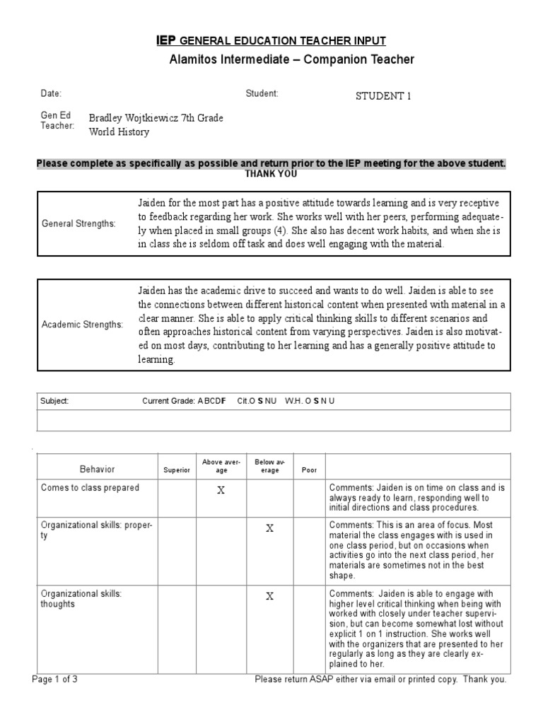 iep case study examples elementary students