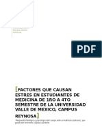 Factores estrés estudiantes medicina UVMC Reynosa