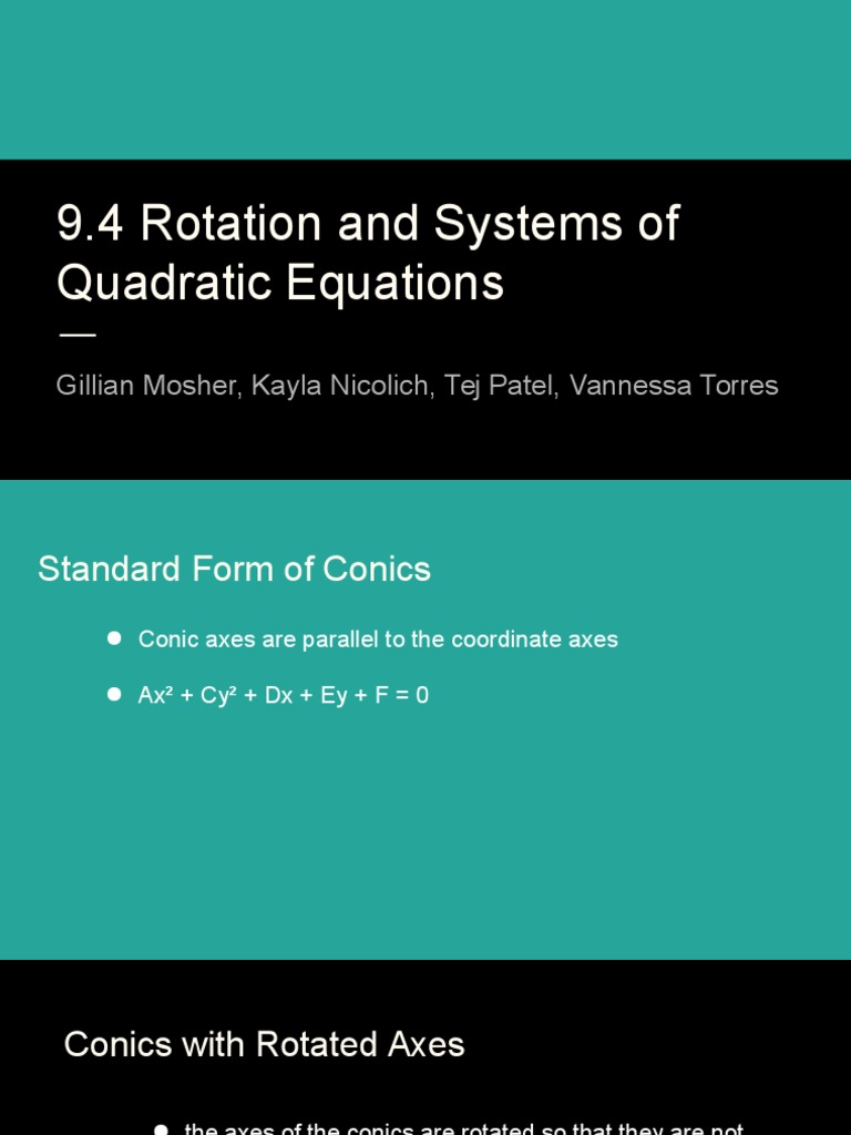 9 4 Rotation and Systems of Quadratic Equations | PDF | Cartesian ...