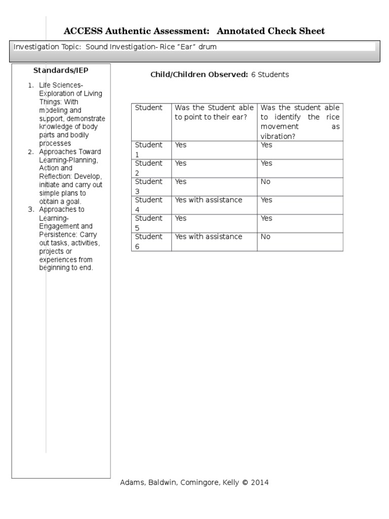 Sound Investigation Assessment Checklist | PDF