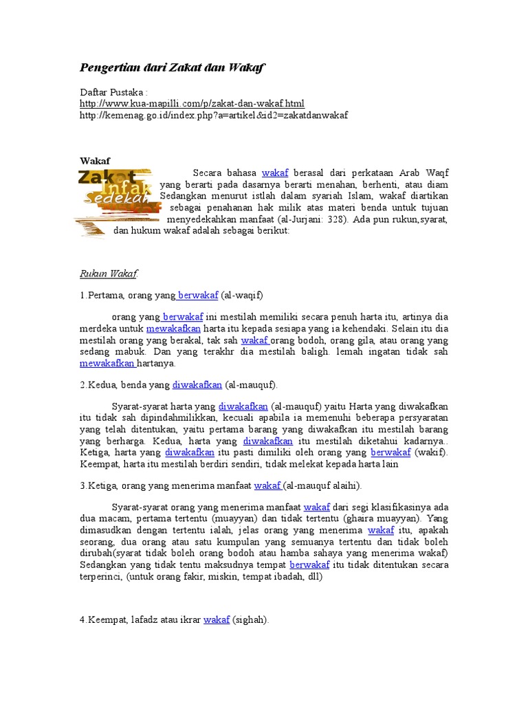 Pengertian Atau Fungsi Dari Zakat Dan Wakaf Docx