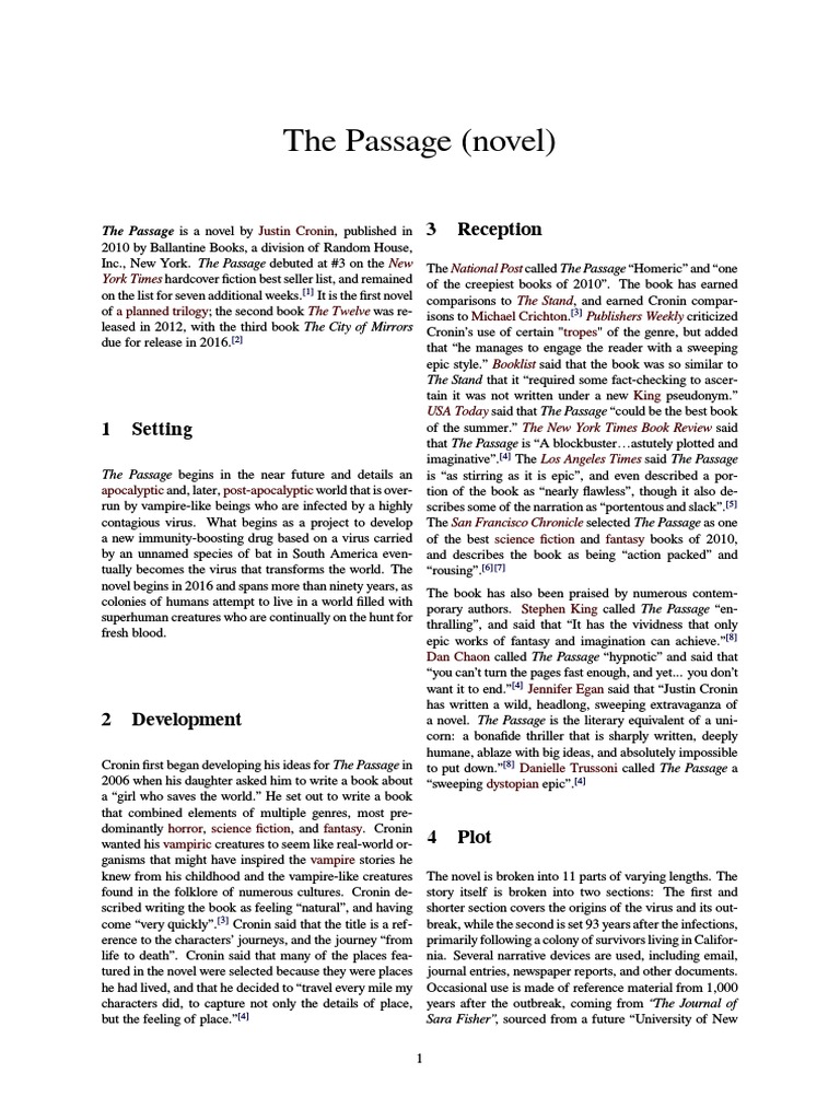 The Passage (Novel) Fiction & Literature