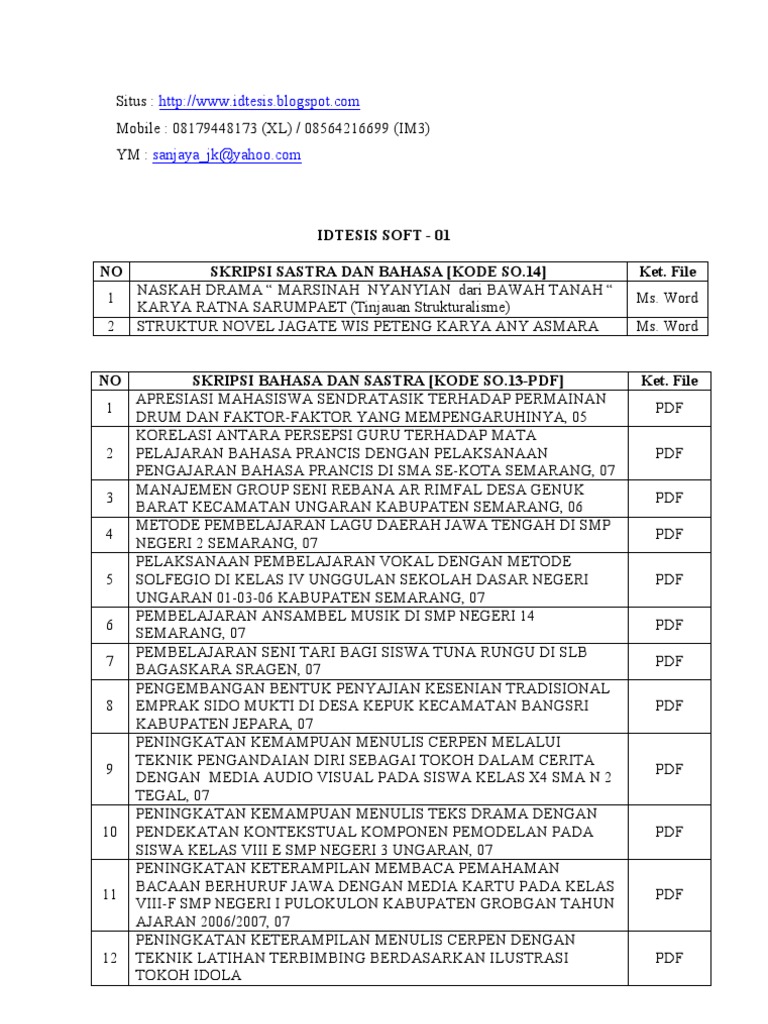 Download Skripsi Bahasa Dan Sastra