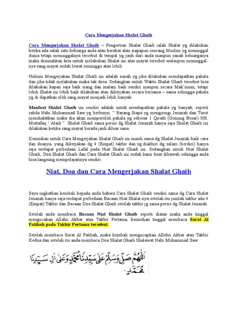 Cara Mengerjakan Shalat Ghaib