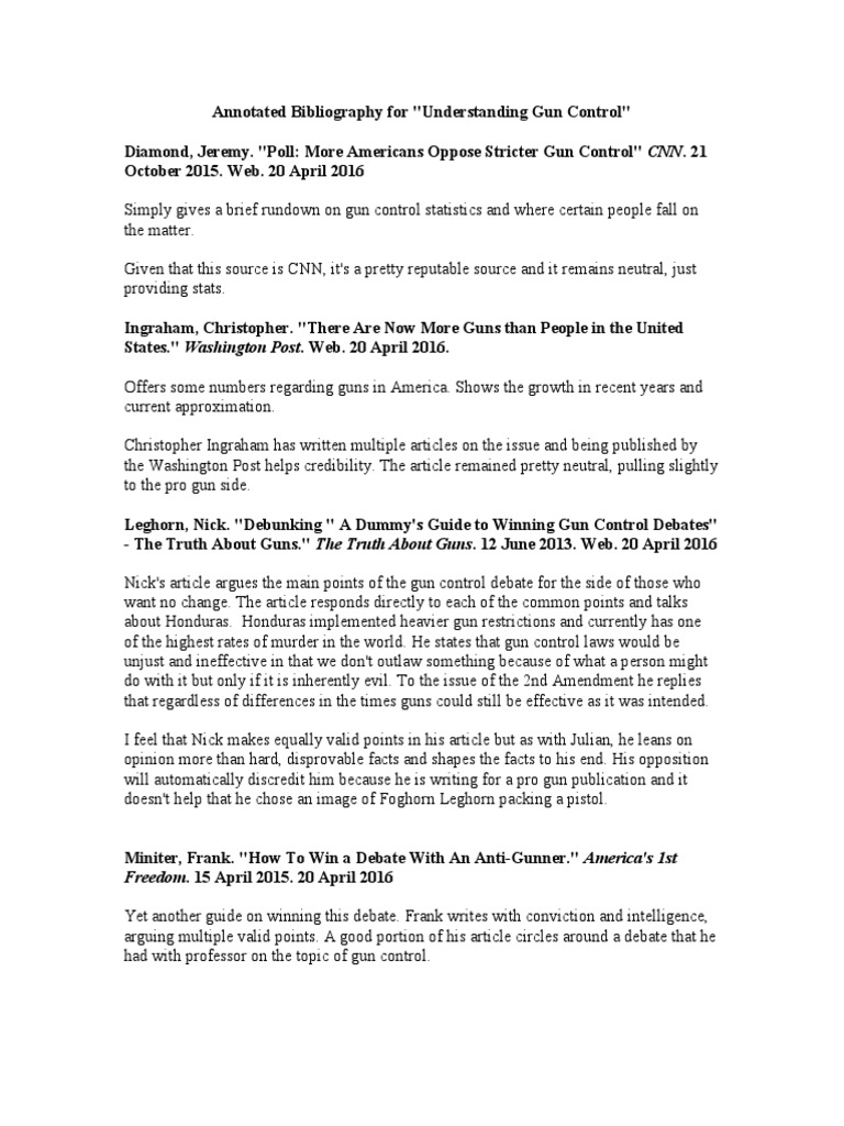 Gun control bibliography picture