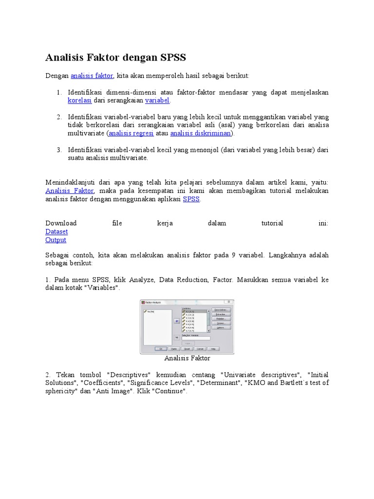 Analisis Faktor Dengan Spss Pdf