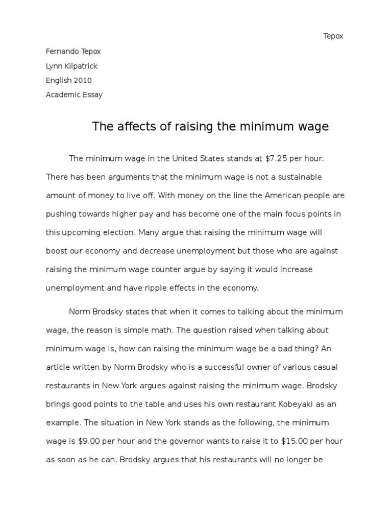 Реферат: Minimum Wage Essay Research Paper Should We