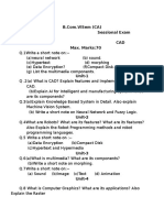 BCom CAD Sessional Exam Questions on AI, Robotics, Multimedia & Computer Graphics