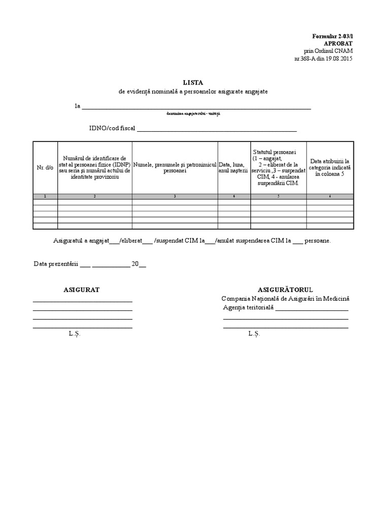 Formular 2-03 Nou | PDF