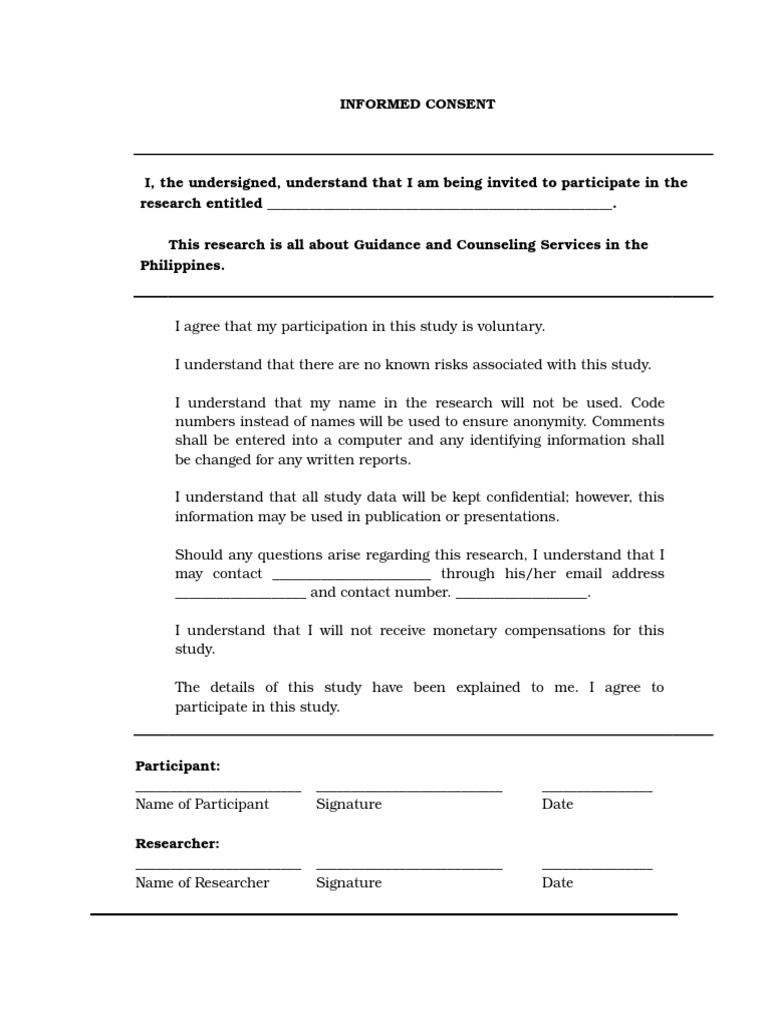 Informed Consent for Counseling Research | PDF | Career & Growth