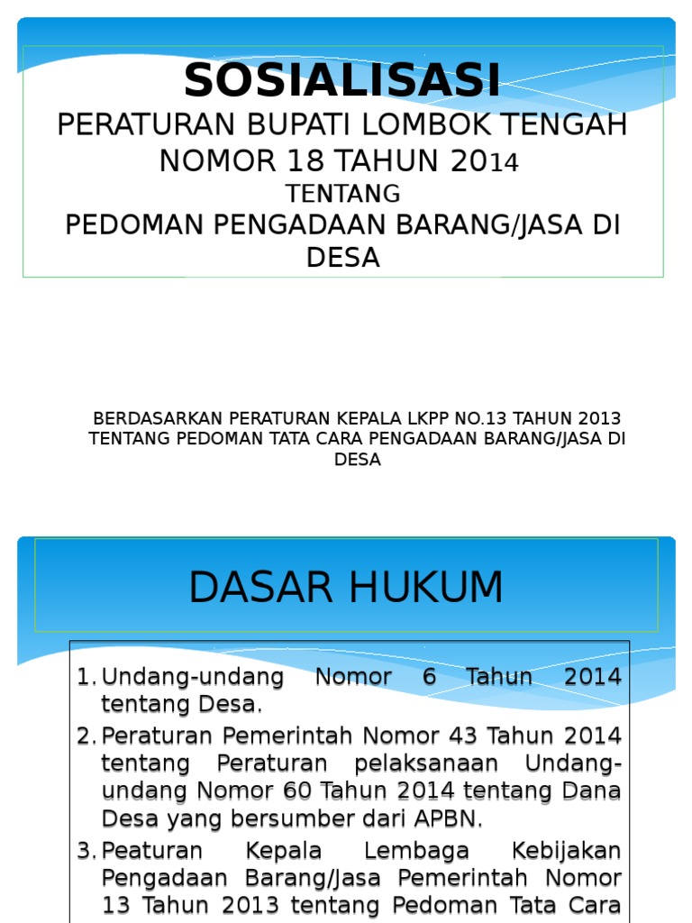 Pengadaan Barang Dan Jasa Untuk Dana Desa | PDF