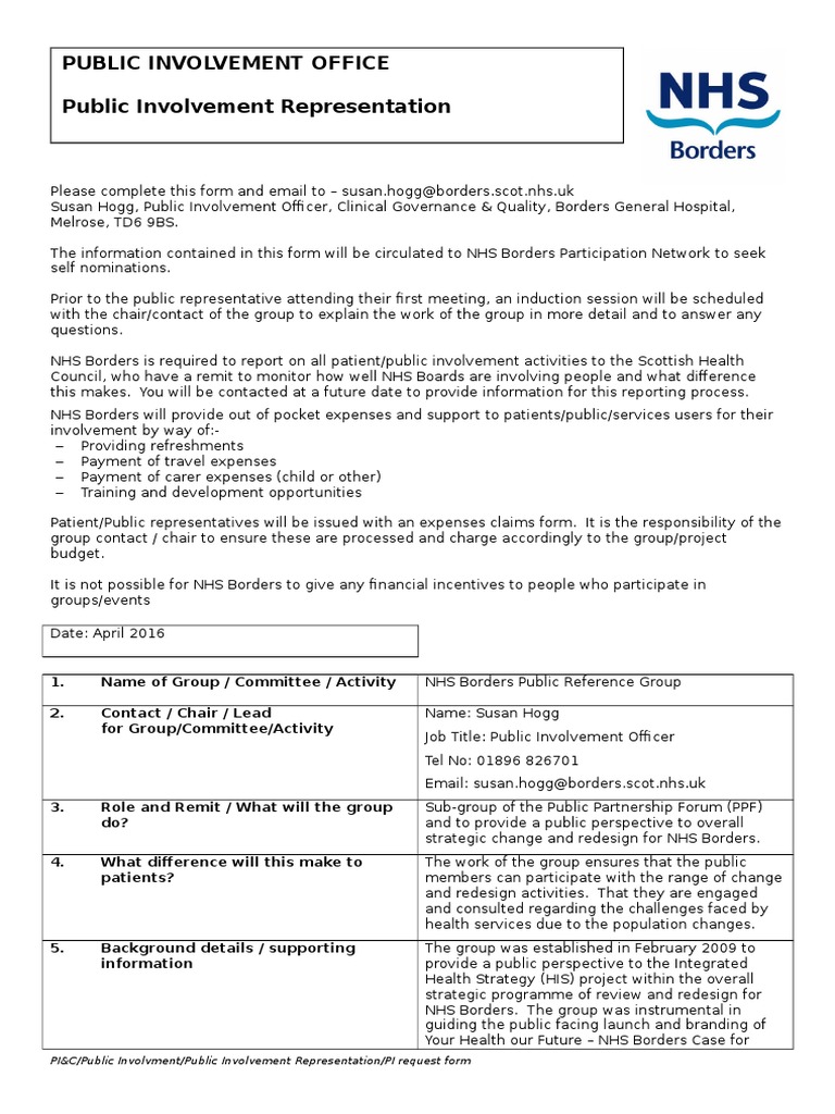 PI - PRG Request Form April 2016 | PDF | National Health Service ...